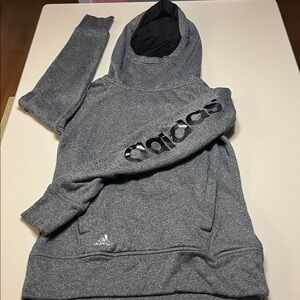 Adidas Heather Gray Hoodie with Black Accents